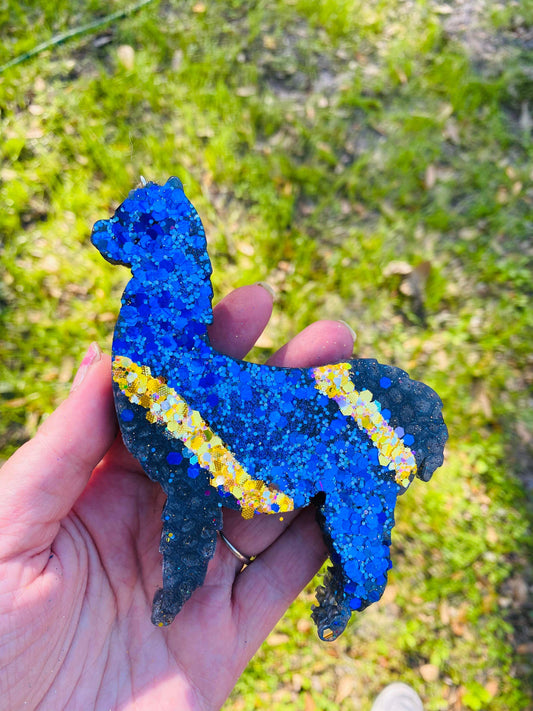 Llama blue and gold geode