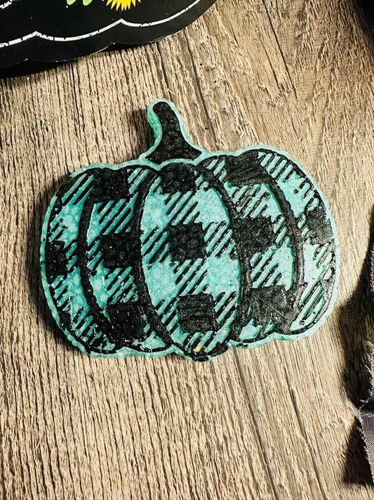 Plaid turquoise pumpkin