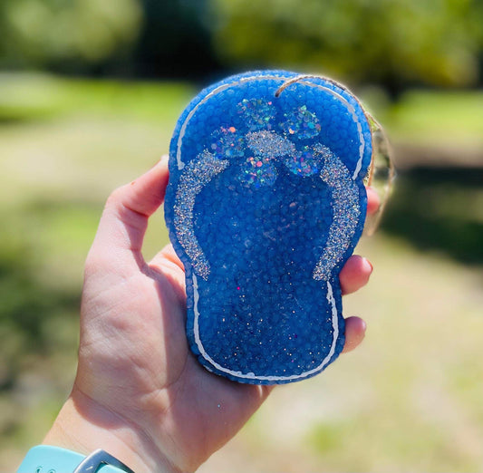 Blue floral flip flop