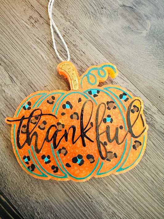 Orange leopard thankful pumpkin