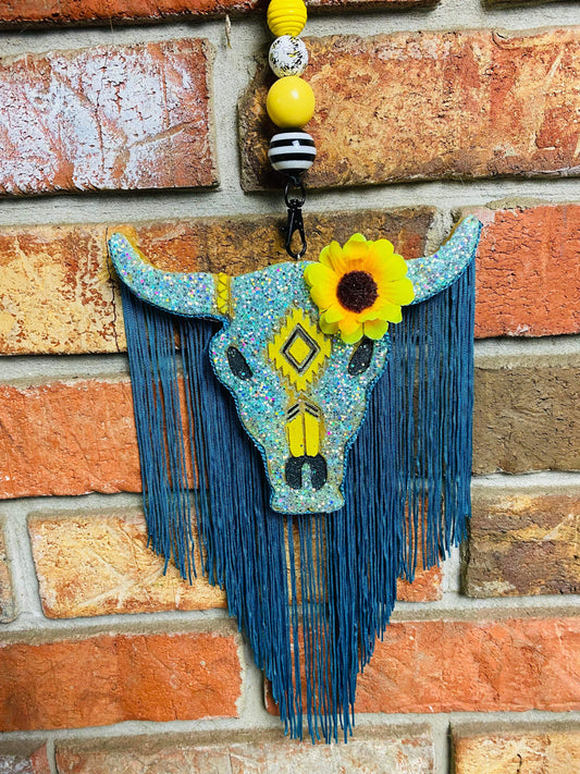 Turquoise and sunflower bull